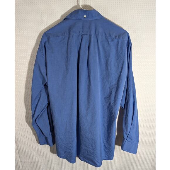 Faconnable S Button Front Shirt Mens Blue Long Sleeve Casual Dress 100% Cotton - Picture 4 of 4